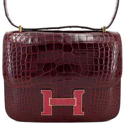 愛馬仕 Constance Mini 勃根地紅 Moyen 鱷魚皮