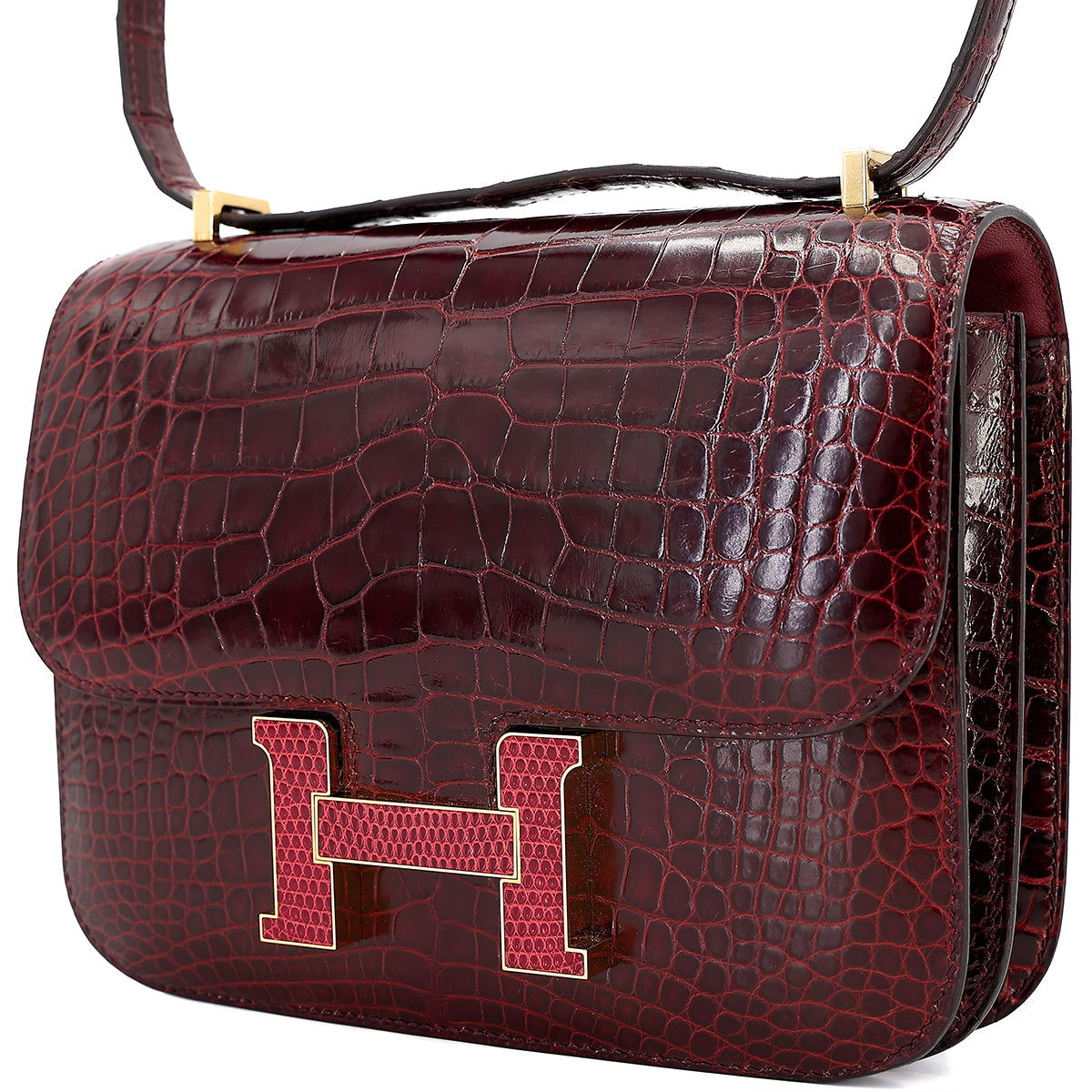 愛馬仕 Constance Mini 勃根地紅 Moyen 鱷魚皮