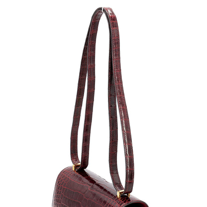 愛馬仕 Constance Mini 勃根地紅 Moyen 鱷魚皮