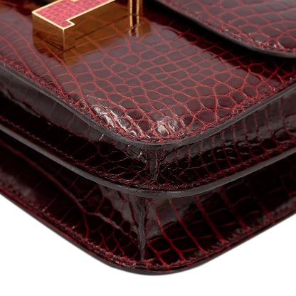 愛馬仕 Constance Mini 勃根地紅 Moyen 鱷魚皮