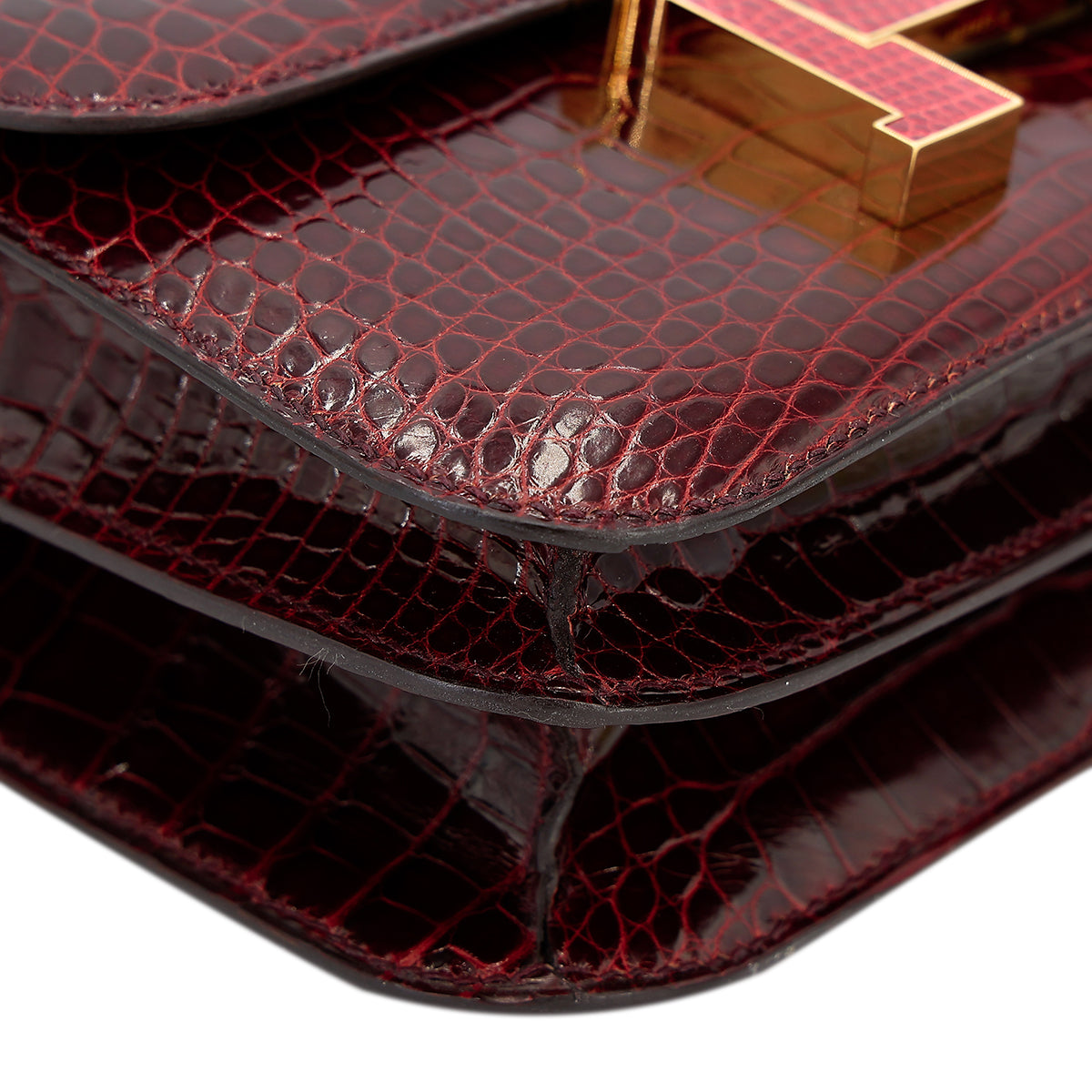 愛馬仕 Constance Mini 勃根地紅 Moyen 鱷魚皮