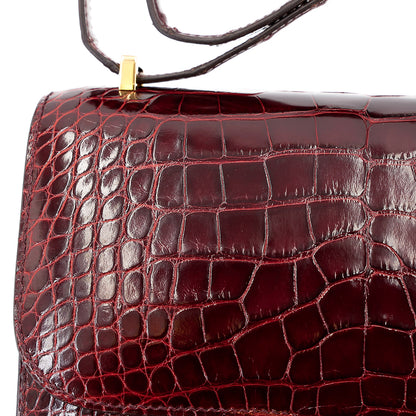 愛馬仕 Constance Mini 勃根地紅 Moyen 鱷魚皮