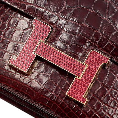 愛馬仕 Constance Mini 勃根地紅 Moyen 鱷魚皮