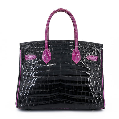 愛馬仕 Birkin 30 黑色海葵亮面尼羅鱷皮