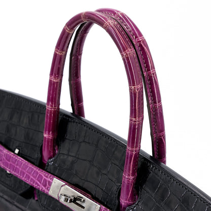 愛馬仕 Birkin 30 黑色海葵亮面尼羅鱷皮