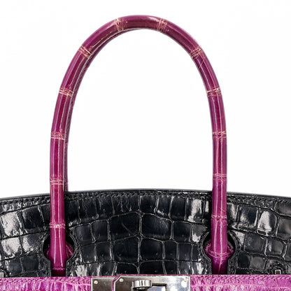 愛馬仕 Birkin 30 黑色海葵亮面尼羅鱷皮