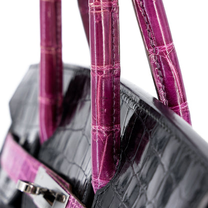 愛馬仕 Birkin 30 黑色海葵亮面尼羅鱷皮