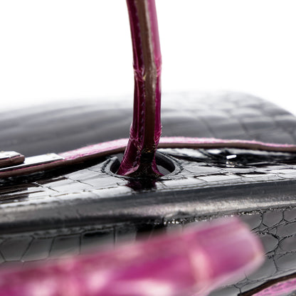 愛馬仕 Birkin 30 黑色海葵亮面尼羅鱷皮