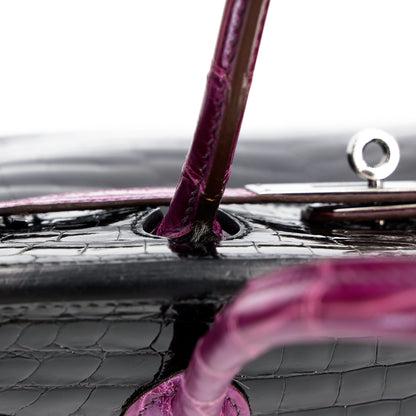 愛馬仕 Birkin 30 黑色海葵亮面尼羅鱷皮