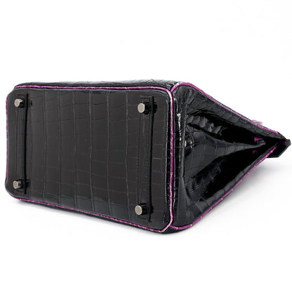 愛馬仕 Birkin 30 黑色海葵亮面尼羅鱷皮