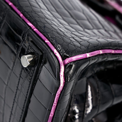 愛馬仕 Birkin 30 黑色海葵亮面尼羅鱷皮