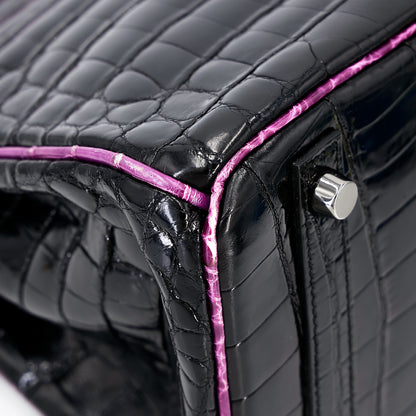 愛馬仕 Birkin 30 黑色海葵亮面尼羅鱷皮