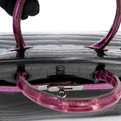 愛馬仕 Birkin 30 黑色海葵亮面尼羅鱷皮