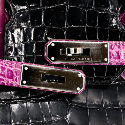 愛馬仕 Birkin 30 黑色海葵亮面尼羅鱷皮