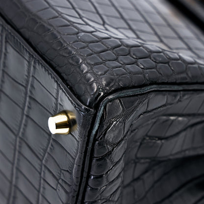 愛馬仕 Kelly 28 黑色霧面尼羅鱷魚皮