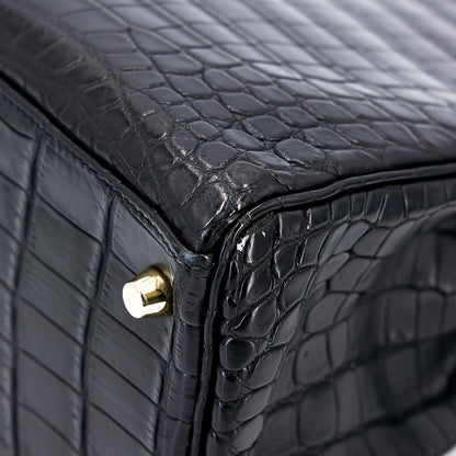 愛馬仕 Kelly 28 黑色霧面尼羅鱷魚皮