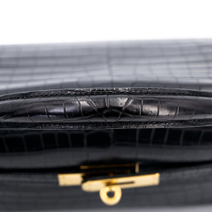 愛馬仕 Kelly 28 黑色霧面尼羅鱷魚皮