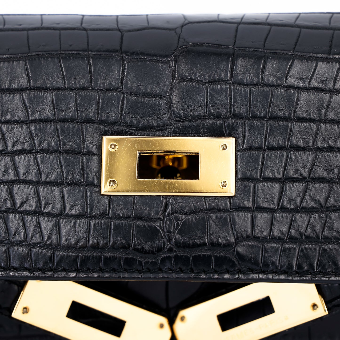 愛馬仕 Kelly 28 黑色霧面尼羅鱷魚皮