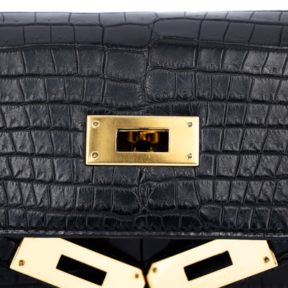 愛馬仕 Kelly 28 黑色霧面尼羅鱷魚皮