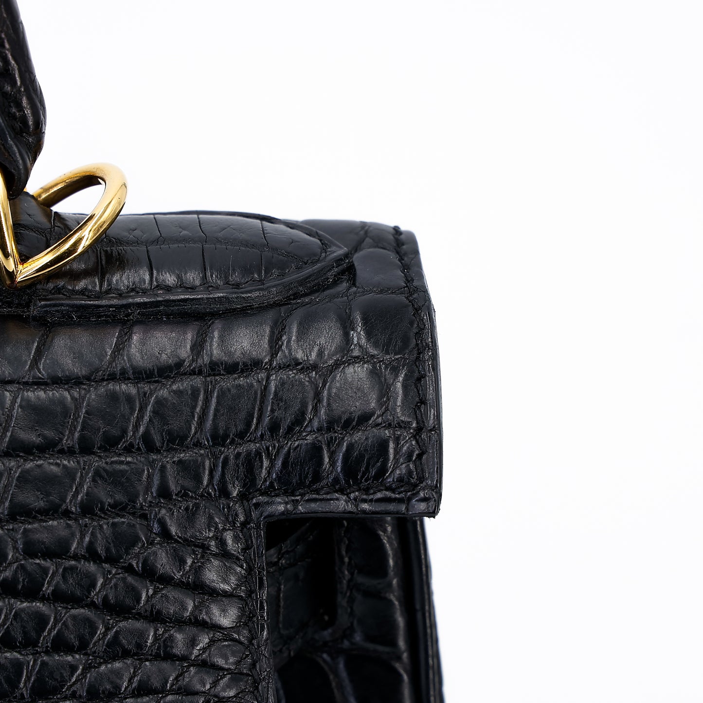 愛馬仕 Kelly 28 黑色霧面尼羅鱷魚皮