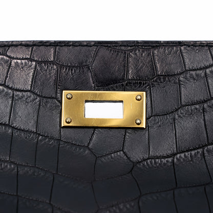 愛馬仕 Kelly 28 黑色霧面尼羅鱷魚皮