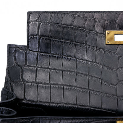 愛馬仕 Kelly 28 黑色霧面尼羅鱷魚皮