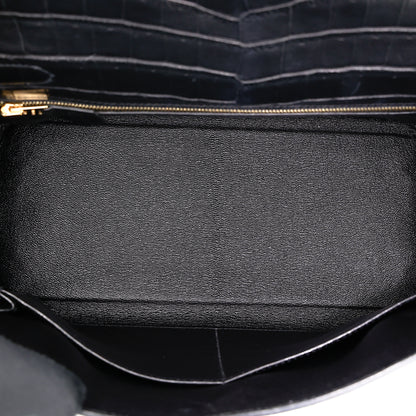 愛馬仕 Kelly 28 黑色霧面尼羅鱷魚皮