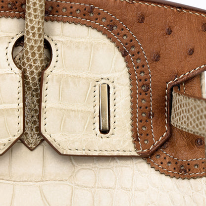 愛馬仕 Birkin Ghillies 30 Beton 霧鱷魚蜥蜴鴕鳥皮