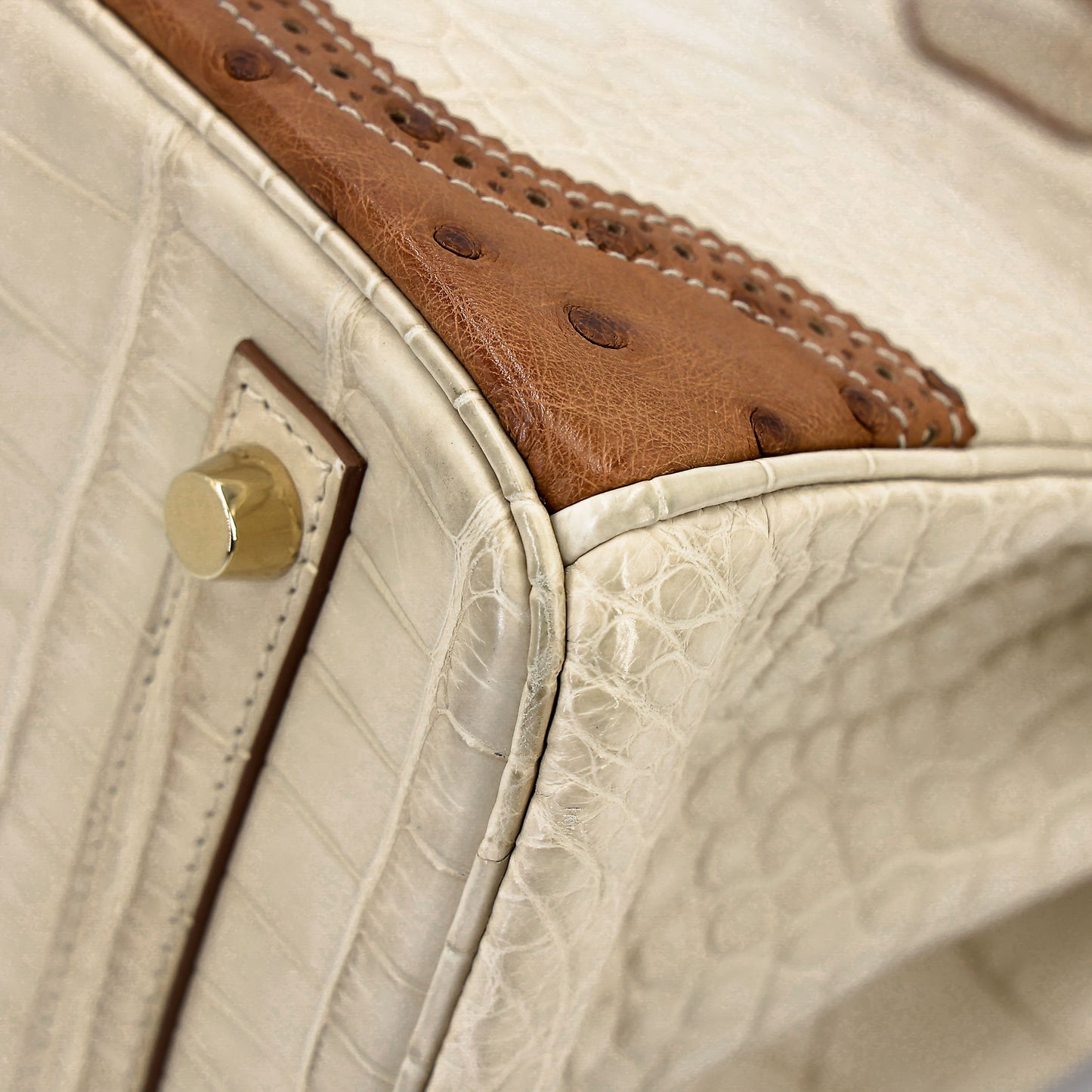 愛馬仕 Birkin Ghillies 30 Beton 霧鱷魚蜥蜴鴕鳥皮