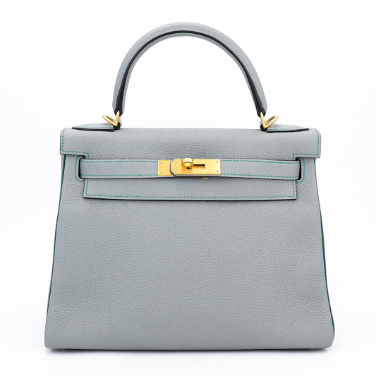 愛馬仕特別訂購 Kelly 28 HSS Gris Mouette Bleu Paon 