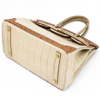 愛馬仕 Birkin Ghillies 30 Beton 霧鱷魚蜥蜴鴕鳥皮