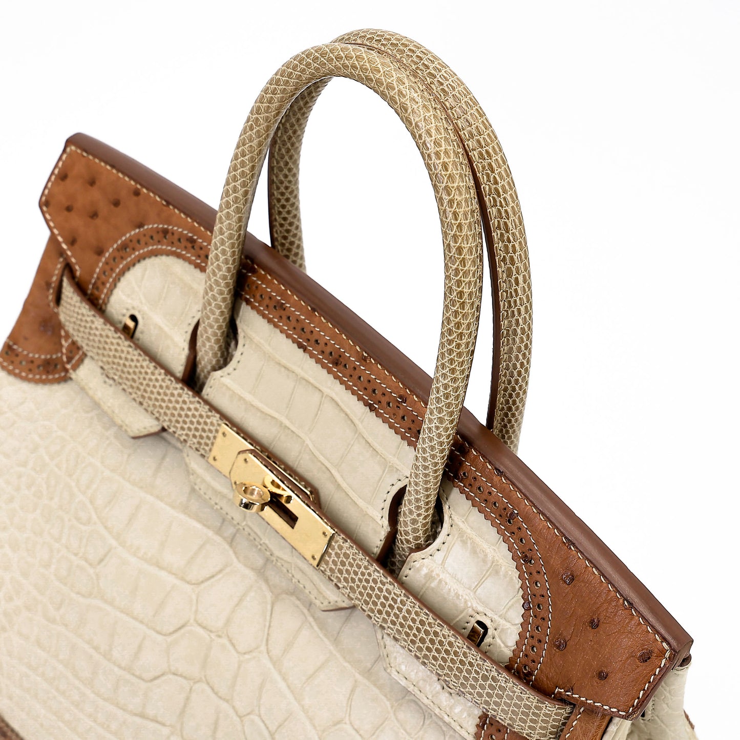 愛馬仕 Birkin Ghillies 30 Beton 霧鱷魚蜥蜴鴕鳥皮