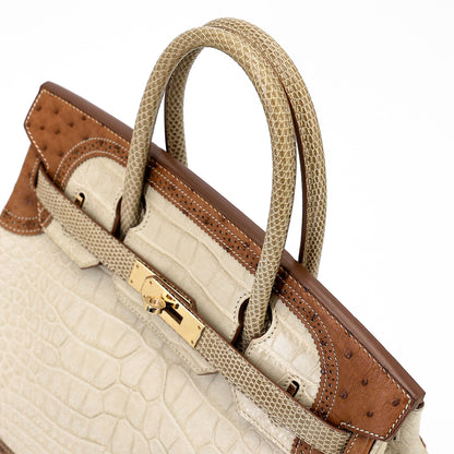 愛馬仕 Birkin Ghillies 30 Beton 霧鱷魚蜥蜴鴕鳥皮