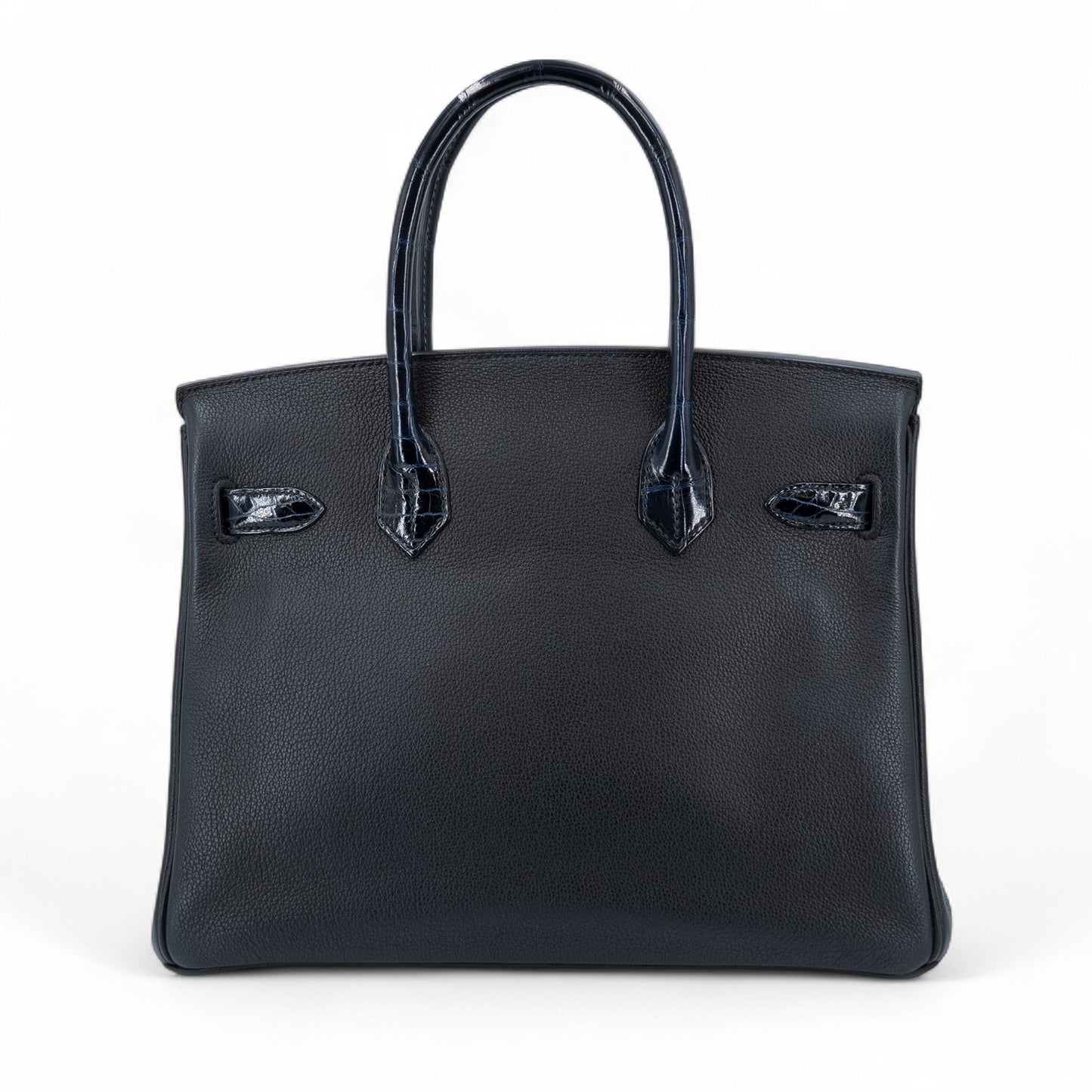 愛馬仕 Birkin 30 Touch 藍色海洋黑色亮面尼羅鱷魚皮