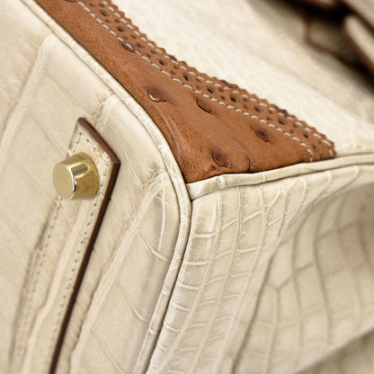 愛馬仕 Birkin Ghillies 30 Beton 霧鱷魚蜥蜴鴕鳥皮