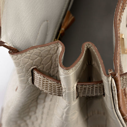 愛馬仕 Birkin Ghillies 30 Beton 霧鱷魚蜥蜴鴕鳥皮