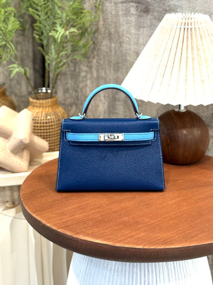 愛馬仕特別訂製迷你凱莉二代 HSS 深藍色 Celeste 