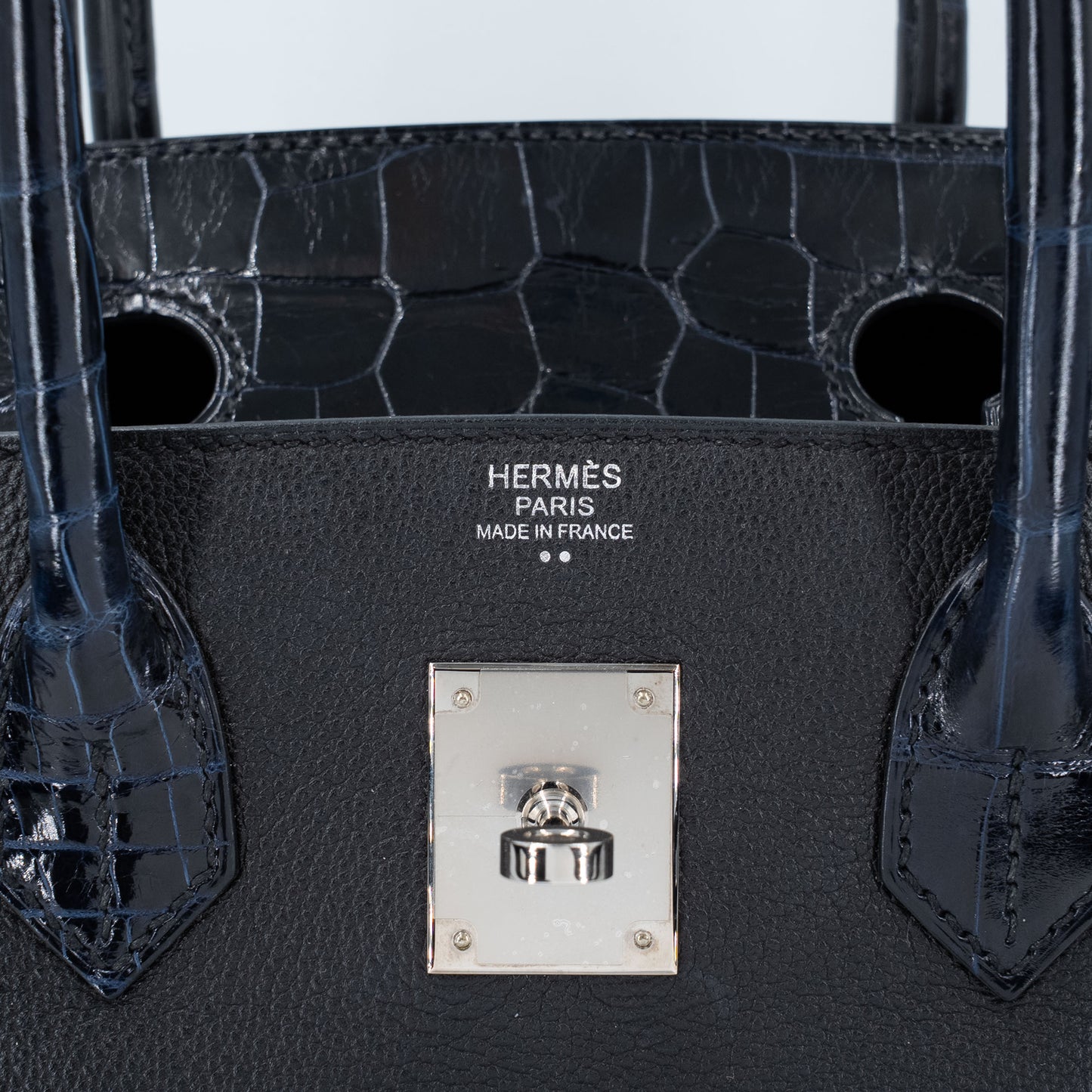 愛馬仕 Birkin 30 Touch 藍色海洋黑色亮面尼羅鱷魚皮