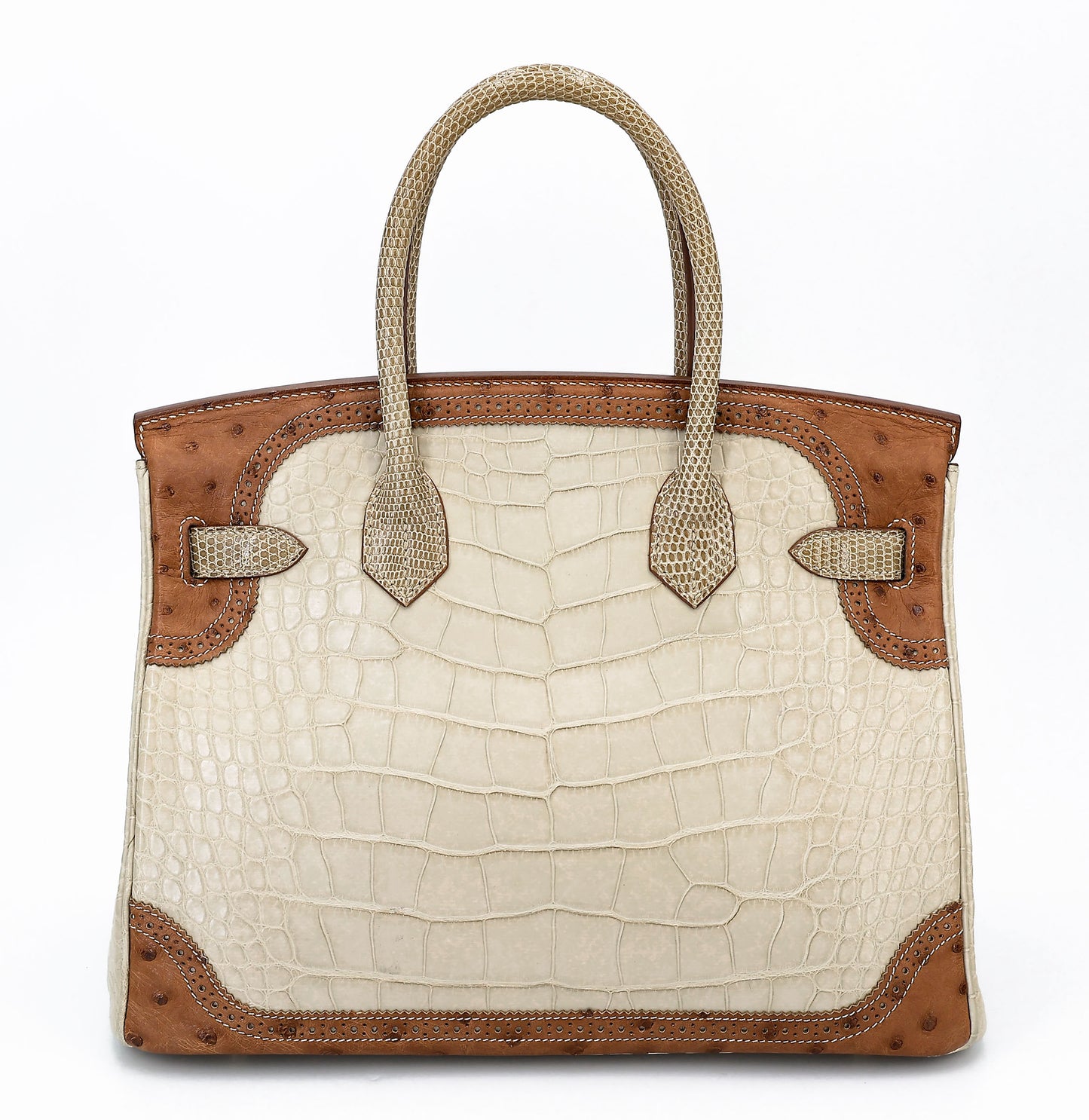 愛馬仕 Birkin Ghillies 30 Beton 霧鱷魚蜥蜴鴕鳥皮