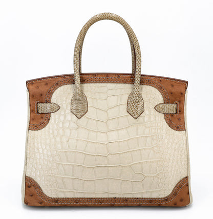 愛馬仕 Birkin Ghillies 30 Beton 霧鱷魚蜥蜴鴕鳥皮