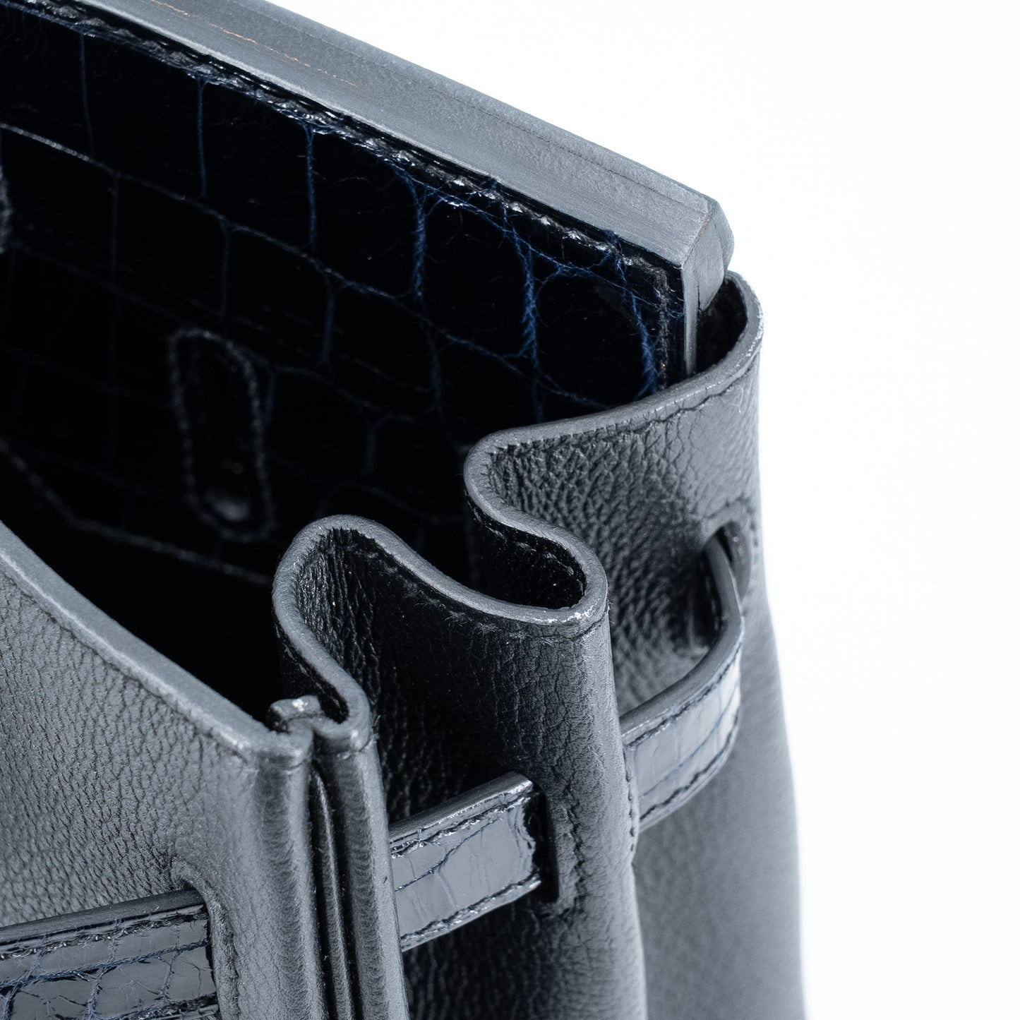 愛馬仕 Birkin 30 Touch 藍色海洋黑色亮面尼羅鱷魚皮