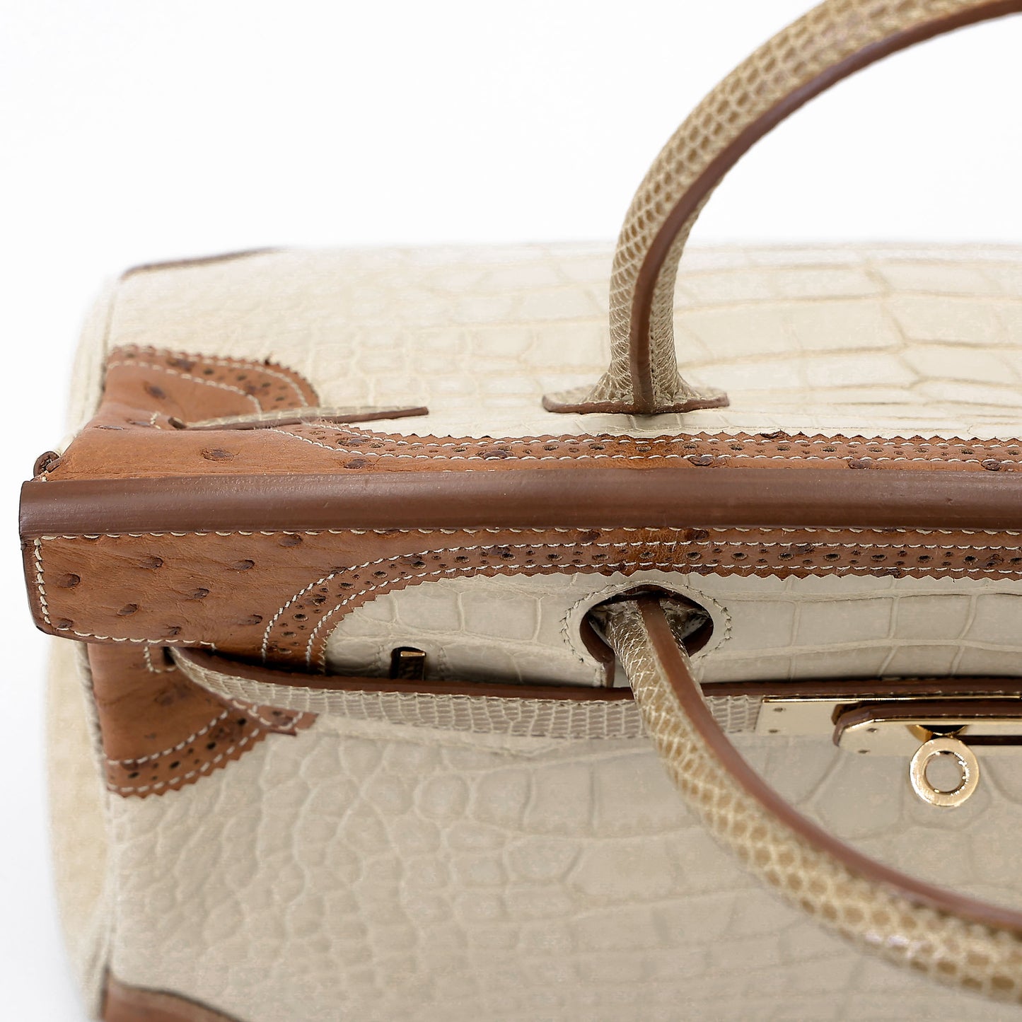 愛馬仕 Birkin Ghillies 30 Beton 霧鱷魚蜥蜴鴕鳥皮