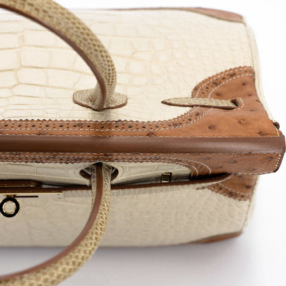 愛馬仕 Birkin Ghillies 30 Beton 霧鱷魚蜥蜴鴕鳥皮