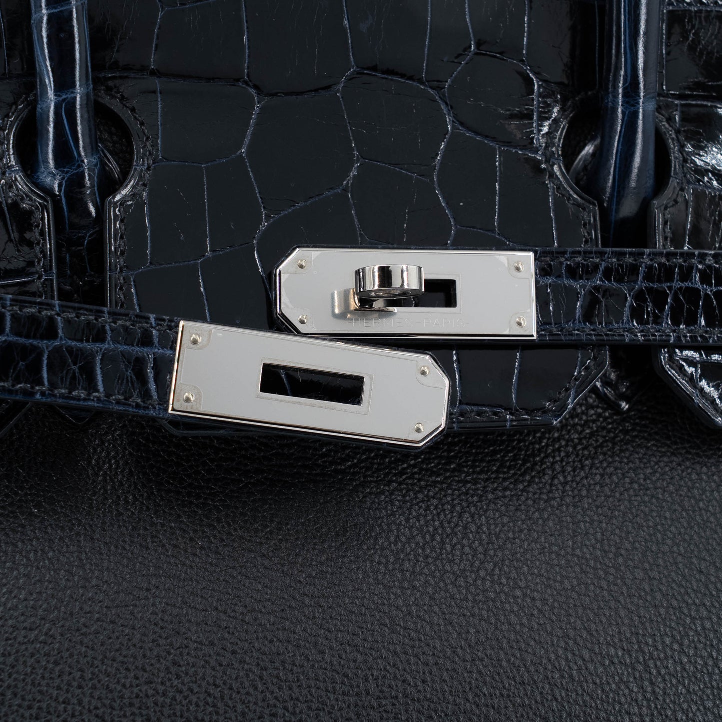愛馬仕 Birkin 30 Touch 藍色海洋黑色亮面尼羅鱷魚皮