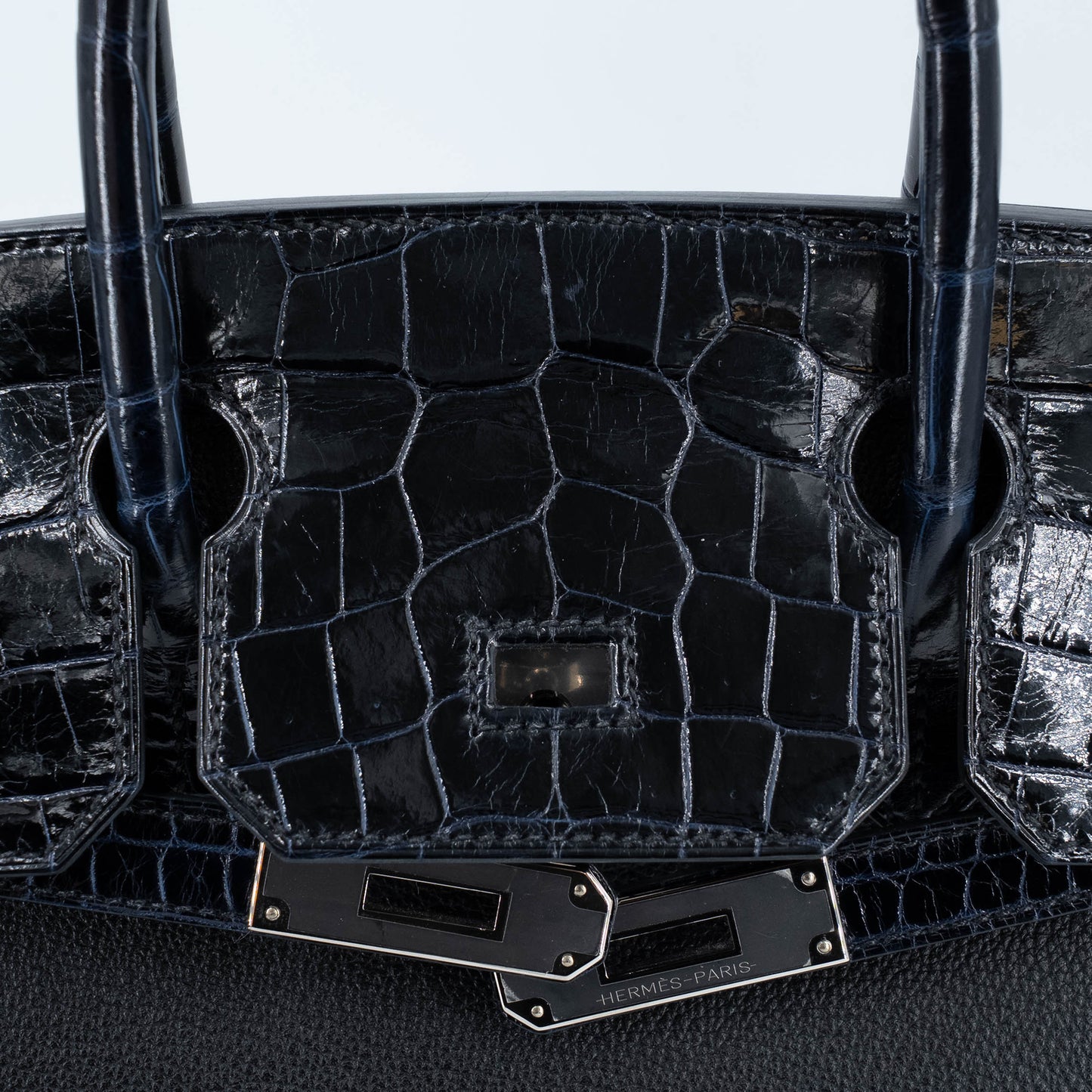 愛馬仕 Birkin 30 Touch 藍色海洋黑色亮面尼羅鱷魚皮