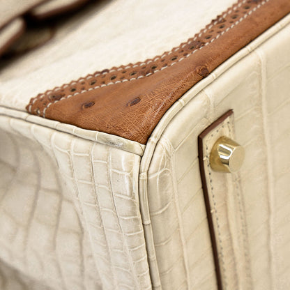 愛馬仕 Birkin Ghillies 30 Beton 霧鱷魚蜥蜴鴕鳥皮