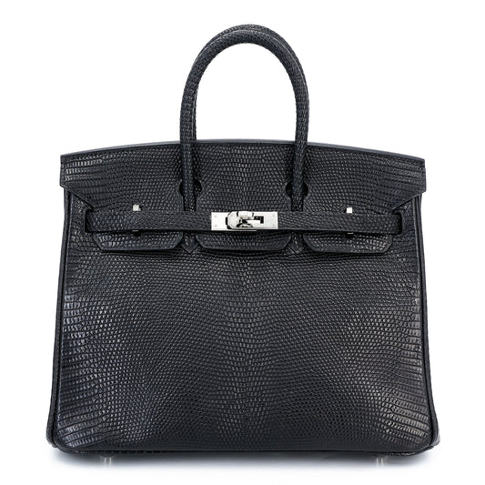 HERMÈS Birkin 25 Noir Lizard