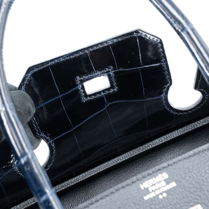 愛馬仕 Birkin 30 Touch 藍色海洋黑色亮面尼羅鱷魚皮