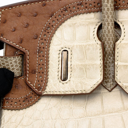 愛馬仕 Birkin Ghillies 30 Beton 霧鱷魚蜥蜴鴕鳥皮