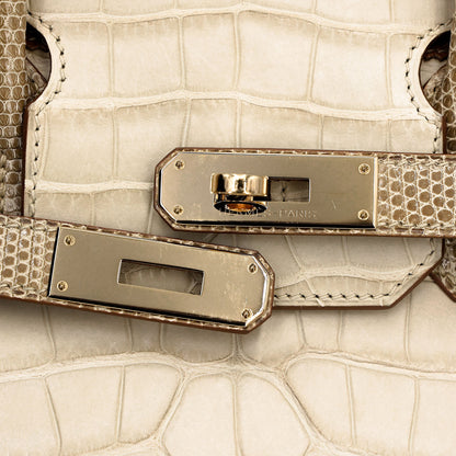 愛馬仕 Birkin Ghillies 30 Beton 霧鱷魚蜥蜴鴕鳥皮